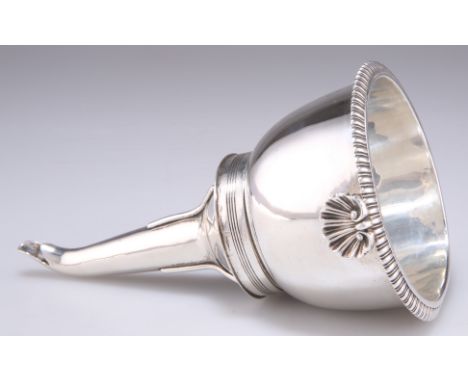 A GEORGE III SILVER WINE FUNNEL,&nbsp;by&nbsp;Rebecca Emes &amp; Edward Barnard I, London 1810, of two sections, with gadroon