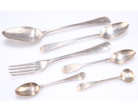 A SCOTTISH PROVINCIAL SILVER DESSERT SPOON, by Charles Jamieson, Inverness, Old English pattern, 18cm long; together with A G