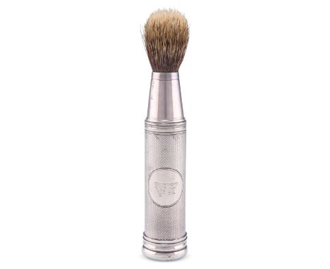 A VICTORIAN SILVER SHAVING BRUSH,&nbsp;by&nbsp;William Thomas Wright &amp; Frederick Davies, London 1873, cylindrical, the en