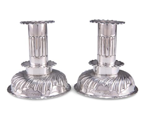 A PAIR OF VICTORIAN SILVER DWARF CANDLESTICKS,&nbsp;by William Gibson &amp; John Lawrence Langman, London 1885,&nbsp;in 17th 