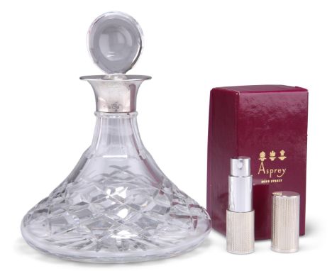 AN ELIZABETH II SMALL SILVER-MOUNTED SHIPS DECANTER, by J B Chatterley &amp; Sons Ltd, Birmingham 1979,&nbsp;the flat bottome