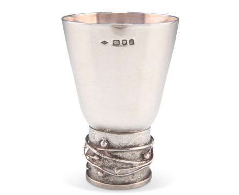 AN ELIZABETH II SILVER BEAKER,&nbsp;by Graham Watling, London 1975, the tapering plain cylindrical bowl raised on a textured 