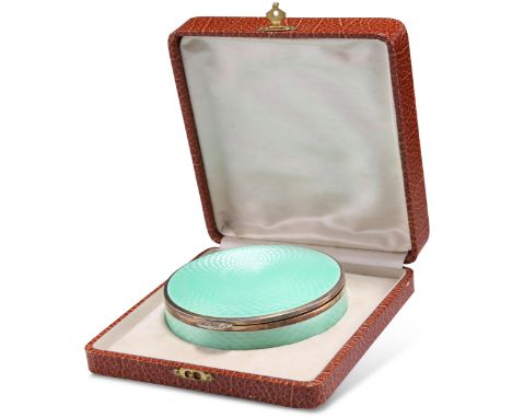 AN ART DECO FINE SILVER AND GREEN ENAMEL BOX,&nbsp;import marks&nbsp;H C Freeman Ltd, London 1923,&nbsp;the lid and sides wit