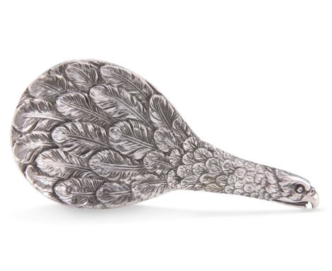 A GEORGE III RARE DIE-STAMPED SILVER EAGLE'S WING CADDY SPOON,&nbsp;by&nbsp;Matthew Linwood, Birmingham 1820, the bowl finely