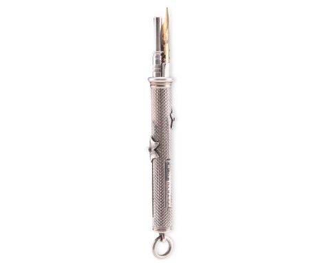 A SILVER PROPELLING PENCIL, signed&nbsp;S. Mordan &amp; Co, otherwise unmarked, late 19th/early 20th Century, with engine-tur