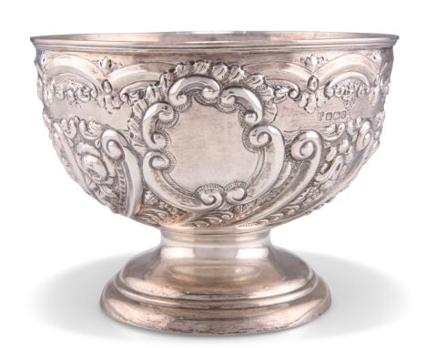 A VICTORIAN SILVER BOWL,&nbsp;by&nbsp;Gibson &amp; Co Ltd, Birmingham 1890, circular footed form, boldly chased with C-scroll