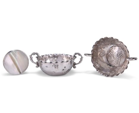 A PAIR OF SMALL SILVER TWO-HANDLED BOWLS,&nbsp;import marks Samuel Boyce (or Boaz) Landeck, Sheffield 1896, each chased to th