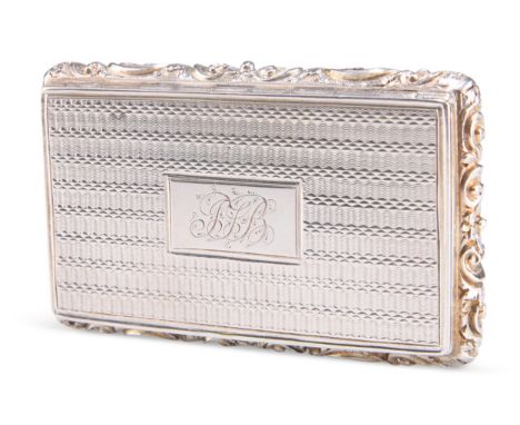 AN EARLY VICTORIAN SILVER SNUFF BOX,&nbsp;by&nbsp;Edward Smith, Birmingham 1837, rectangular, with engine-turned hinged cover