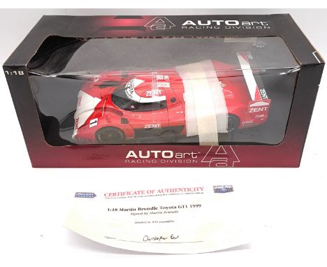 Autoart, a Signed boxed 1:18 Scale Martin Brundle Toyota GT1 TS020 (Le Mans 1999). 500 produced. Signed by "Martin Brundle" D