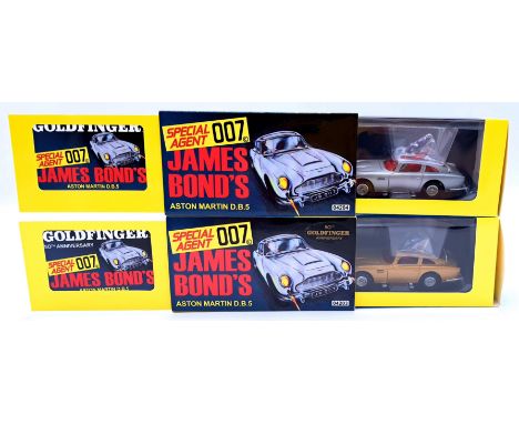 Corgi "James Bond's" Aston Martin DB5 "Special Agent 007" 50th Goldfinger Anniversary pair, silver 04204 and gold 04203. Cond