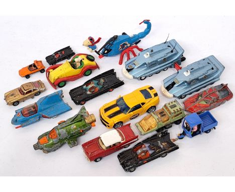 Corgi, Dinky, Matchbox and similar, a unboxed TV and Film related group comprising of Batman, Wounder Woman, James Bond "007"