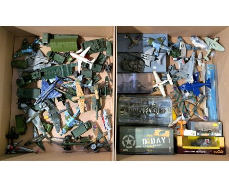 Dinky, Britains, Corgi, Atlas Editions and similar, a boxed and unboxed Military Group comprising of Aircraft, Tanks, Field G