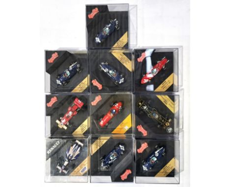 Quartzo, a boxed 1:43 scale Racing Car/Formula 1 group to include Q4025 Lotus 72E-Ronnie Peterson "JPS" (Winner Italian G.P. 