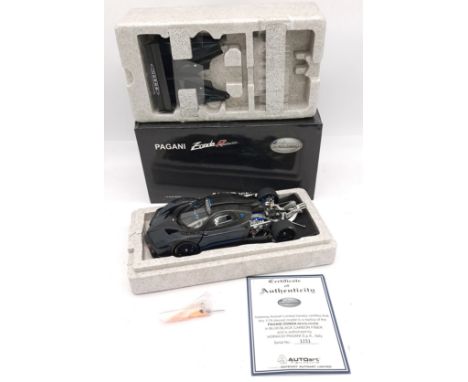 Autoart (Signature Series) a boxed 1:18 scale 78273 Pagani Zonda Revolucion in Blue/Black Carbon Fibre with numbered certific