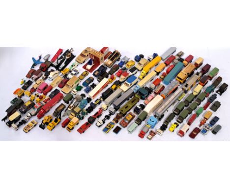 Matchbox, Corgi, Majorette, Hot Wheels and similar, a constructed unboxed group. Conditions generally appear Poor to Good. Se