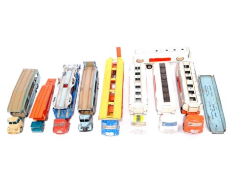 Dinky and Lesney a unboxed Tanker and Car Transporter group, to include Lesney No.8 Guy Warrior Tractor Major Pack, Dinky Toy
