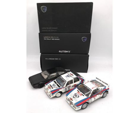 Autoart (Signature Series) &amp; Kyosho, a boxed 1:18 scale group comprising of Kyosho 08302C Lancia 037 Rally "Martini" Sanr