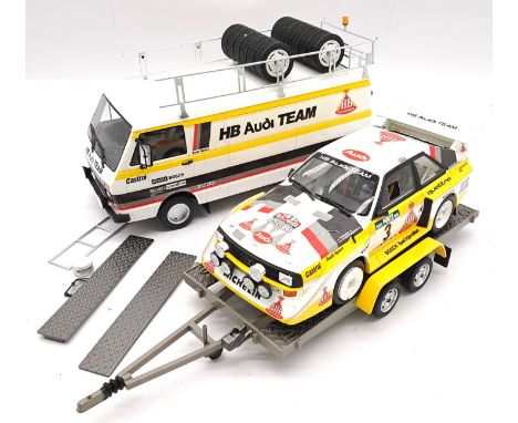 Otto Models, a partly boxed (Polystyrene only) pair of 1:18 scale Rally models comprising of HB Audi Team Set which has a VW 