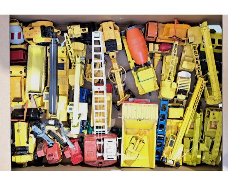 Dinky, Corgi, Matchbox and similar, a unboxed Construction related group to include Dinky Aveling Barford Centaur Dump Truck,