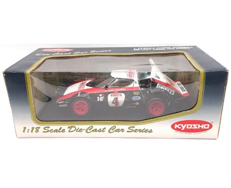Kyosho, a boxed 1:18 scale No.08136B Lancia Stratos HF Rally with racing decals No.4 "78 Sanremo". Although unchecked for com