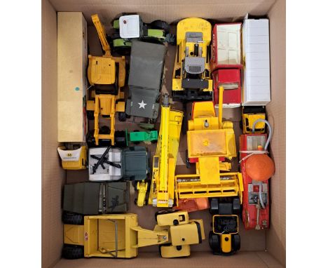 Tonka and similar, a unboxed group comprising mainly of Plastic and Tinplate, to include F1, TV and Film, Cranes, Fire, Milit