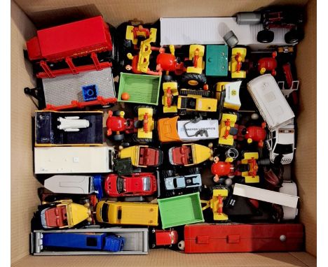 Large quantity constructed unboxed group comprising of mainly plastics, to include TV related (Little Red Tractor and Brum), 