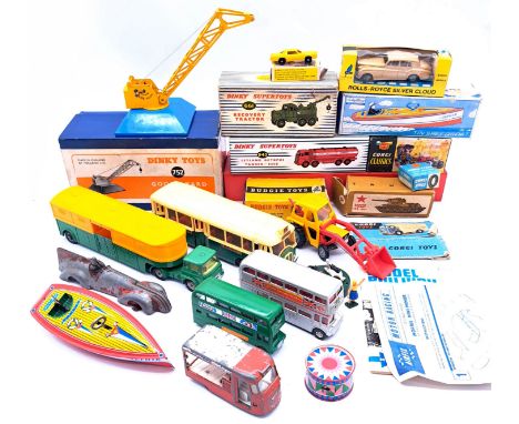 Dinky, Spot-On, Budgie and similar, a boxed and unboxed group to include Spot-On U.D. Milk Float, Dinky Toys 752 Goods Yard C