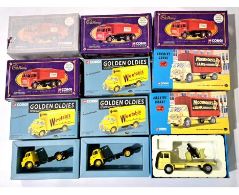 Corgi, a boxed group to include 11101 ERF KV Box Lorry "Moorhouse's Jam" and others. Please note some are incomplete (has sho