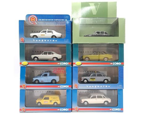 Vanguards, a boxed group to include VA08301 (Boy Racers) Morris 1000 Pick-Up in Sea Blue, VA10401 (Rootes Series) Hillman Ave