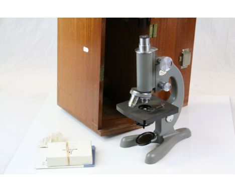 Mahogany Cased Mid 20th century ' Beck ' Microscope, model no. 47 with a box of Microscope Slides and a Box of Whatman Lens C