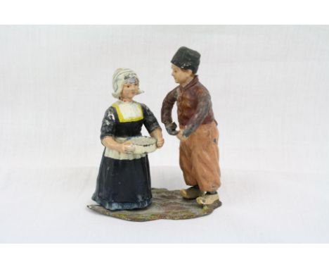 19th century Cold Painted Model of a Dutch Boy &amp; Girl