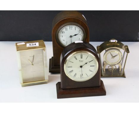 Vintage wooden mantle clock with inscription dated 1919, Seiko, Woodford &amp; Schatz eight day clocks