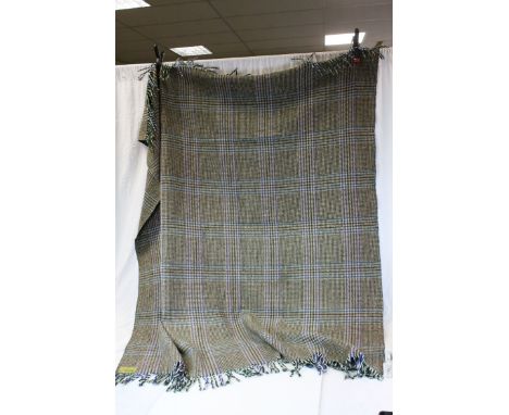 Vintage Irish wool blanket, label reads 'Slemish All Wool Rugs Made In Ulster'