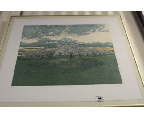 Phil Greenwood studio framed ltd edn etching aquatint Cherry Grove numbered 213 of 250