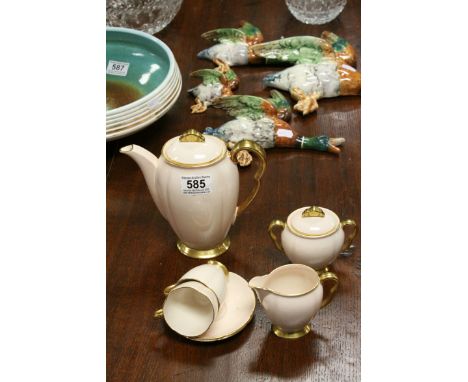 Mid 20th century pink ground gilt Carltonware coffee for two set