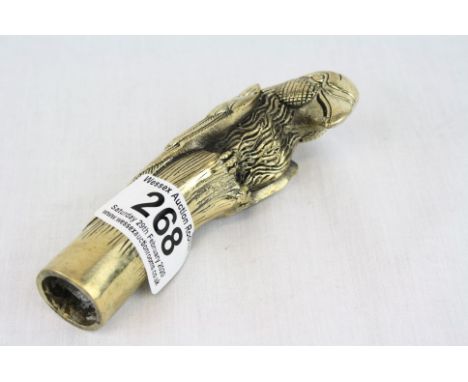 Brass walking stick handle in the form of a parrot 