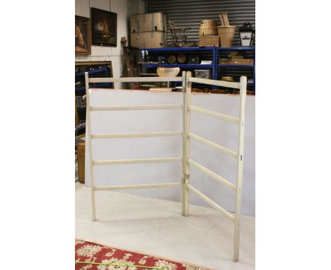 Large Vintage Painted Double Clothes Airier / Towel Rail, each section 142cms high x 92cms wide