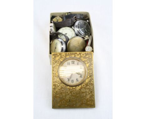 Mixed collection of vintage Pocket Watches &amp; Wristwatches to include Military &amp; 9ct Gold plus a Zenith Mantle clock f