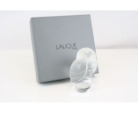 Late 20th century Lalique Glass Paperweight Model as an Owl titled Chouette, model no. 1181500, boxed, 8.5cms high