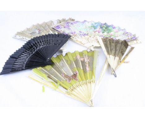 Five vintage Fans for restoration, mainly 19th Century, several with hand painted scenes