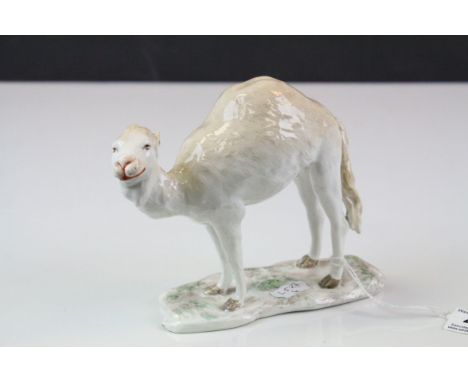 19th century ceramic camel, Crown mark in blue to underside