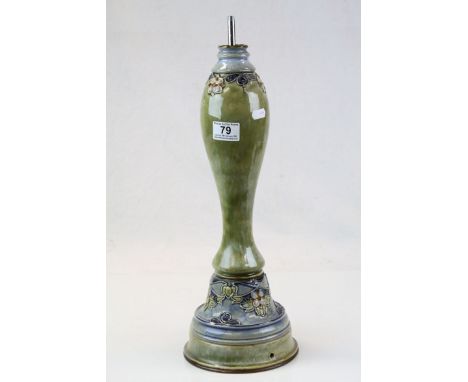 Royal Doutlon glazed Stoneware Art Nouveau Lamp base, numbered 6852, stands approx 44.5cm excluding the interior fitting