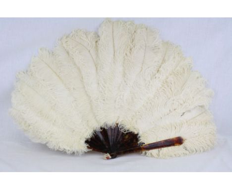 Vintage Ostrich Feather &amp; Tortoiseshell effect Fan