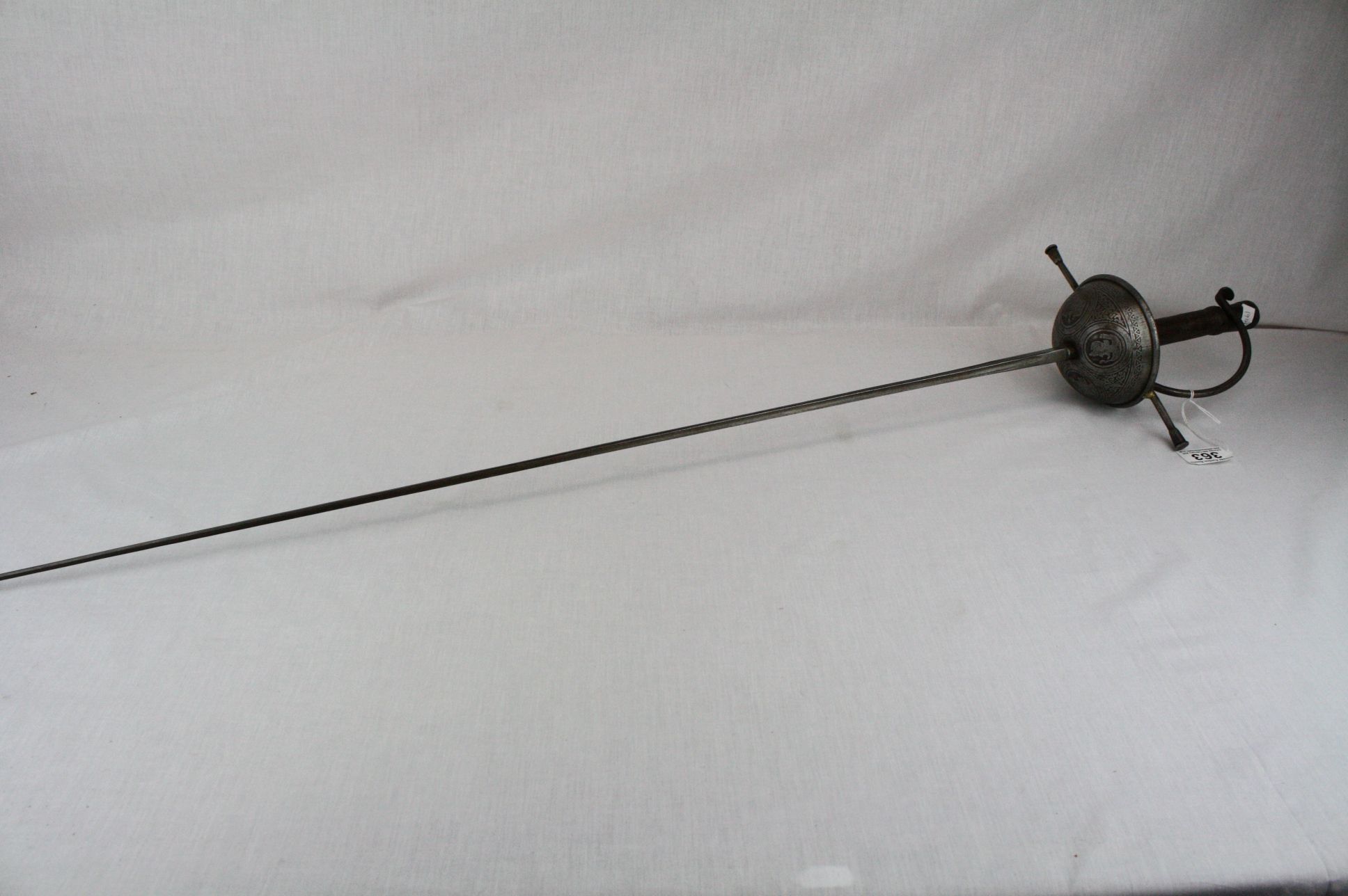 Fencing Foil or Rapier Sword with Wooden Handle, etched metal guard and ...