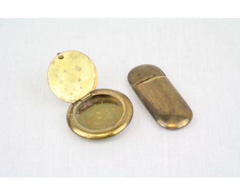 19th century Brass Snuff Box and a Match Case