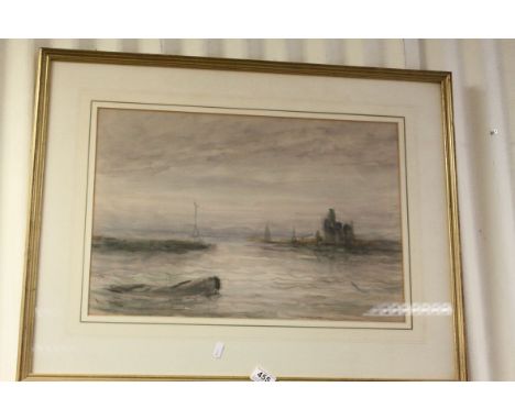 William Freeman (1853-1934), 20th century watercolour, stylised seascape, unsigned, artists biography verso with gallery stam