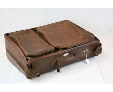 Vintage Brown Leather ' Travalite ' Suitcase, 60cms x 45cms