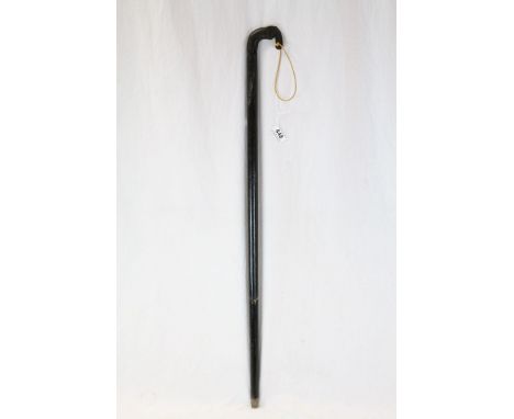 Ebonized walking stick with elephant head handle 