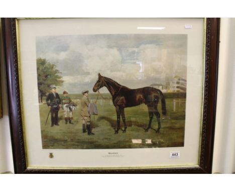 A G Haigh framed equine lithograph portrait of 1935 Derby winner "Bahram" 