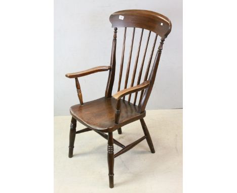 Victorian Elm Seated Stick Back Windsor Elbow Chair